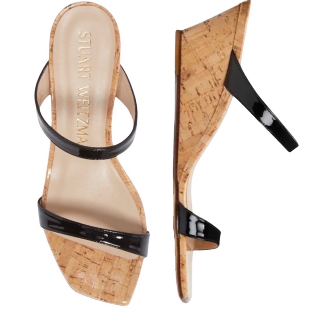 Stuart Weitzman Aleena Square Toe Wedge Slide San… - image 2